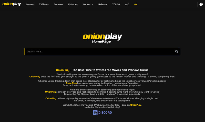 Onioplay korisničko sučelje