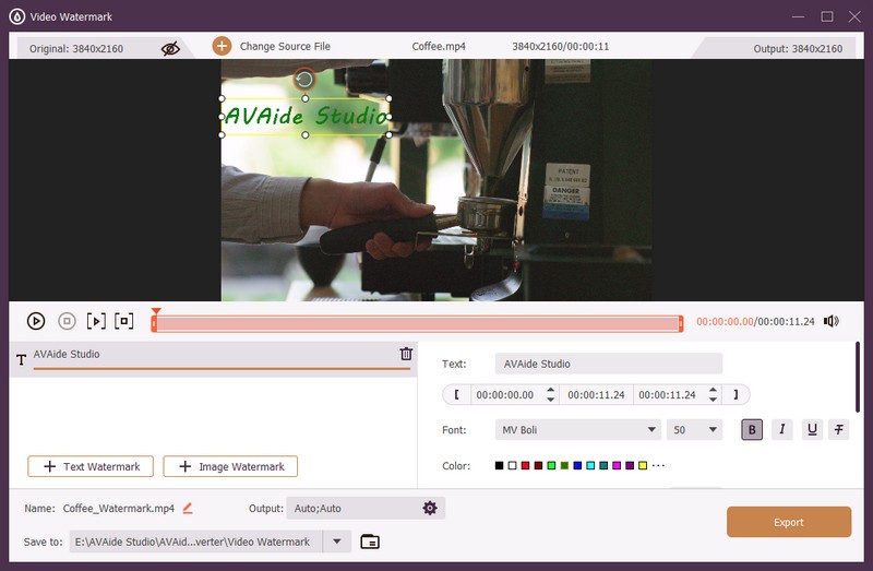 Interfaccia filigrana video