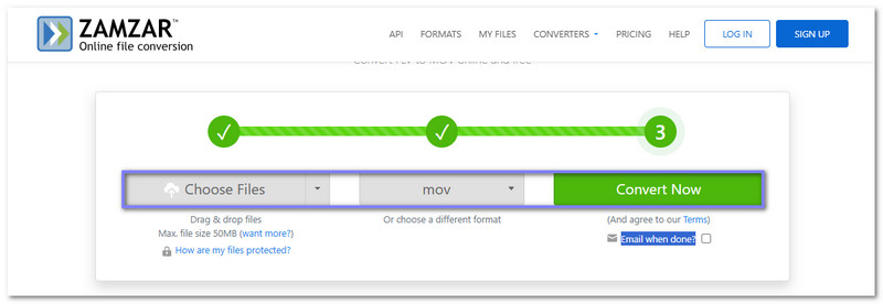 ZamzarでFLVをMOVに変換