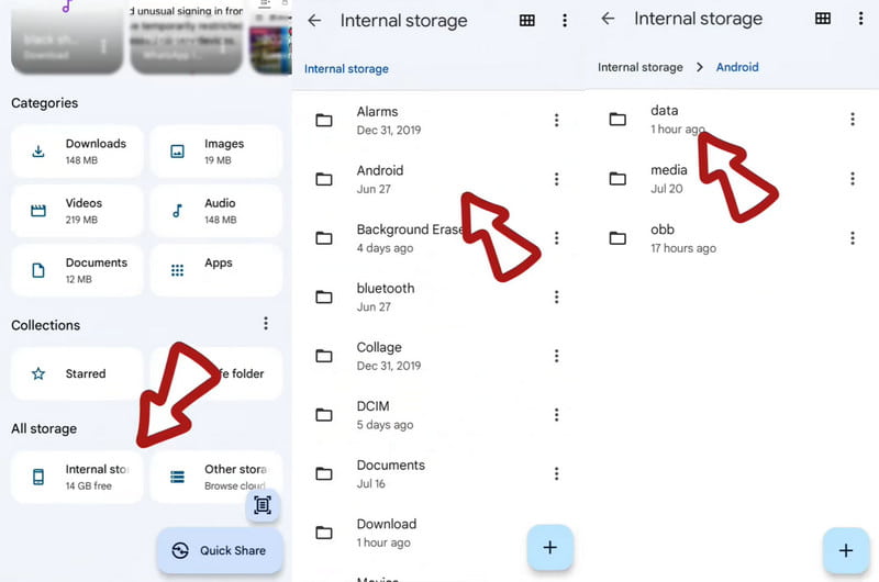 Klik Fail Storan Dalaman Data Android
