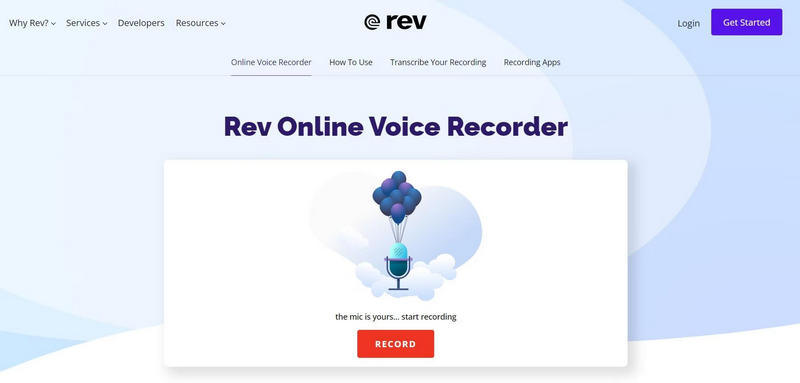 Gravador de voz online Rev