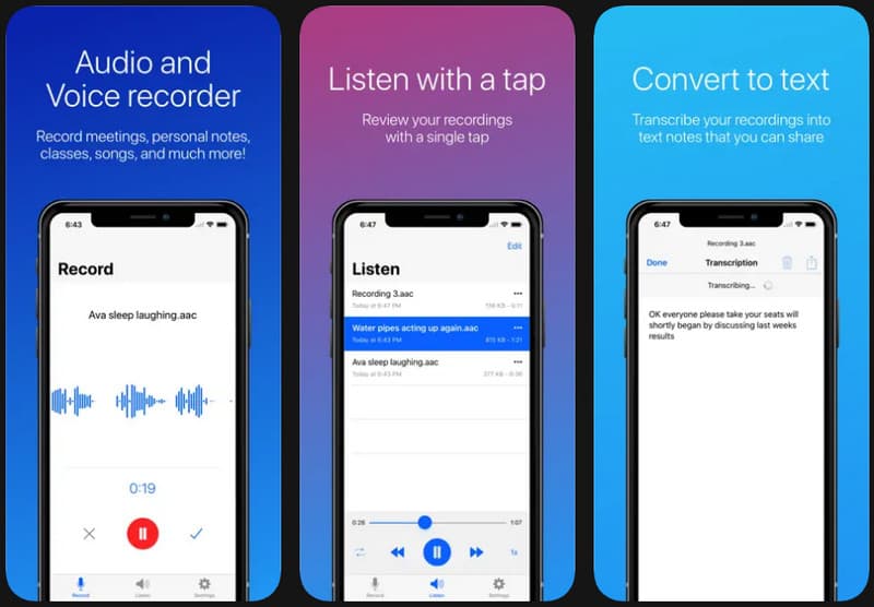 Aplicativo de gravação de voz fácil de usar