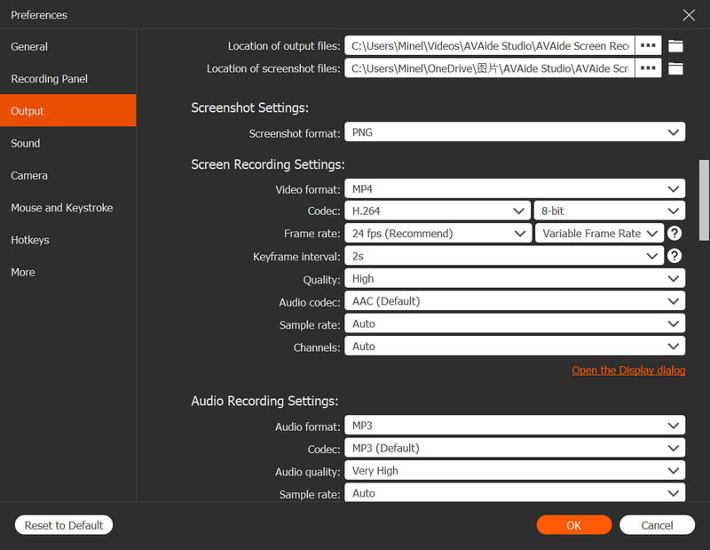 Settings Preferences