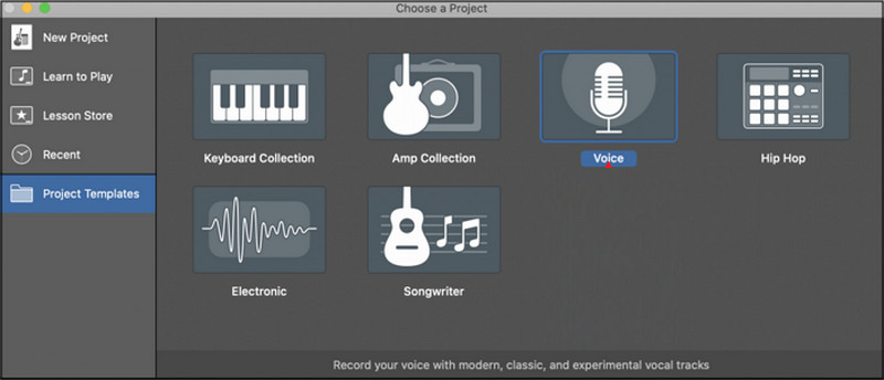 GarageBand Select Voice