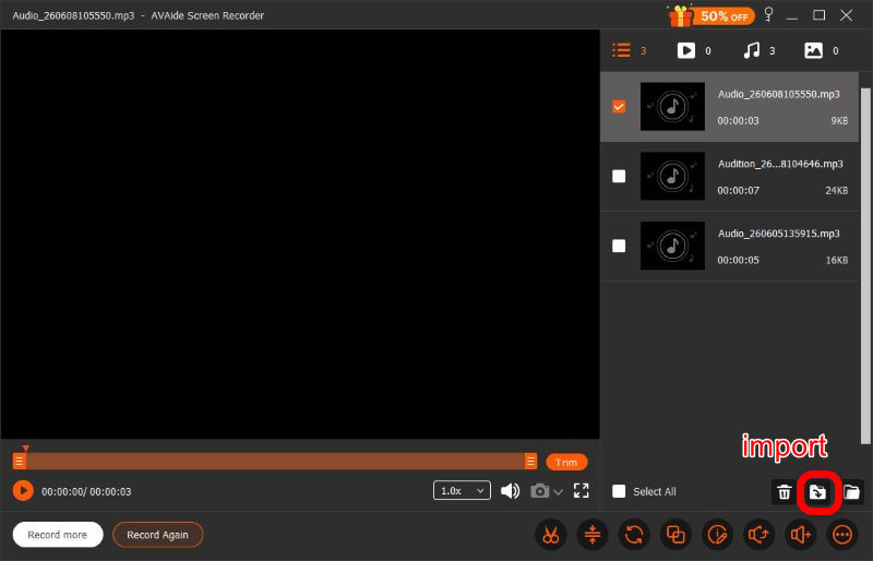 AVAide Screen Recorder Audio Editing