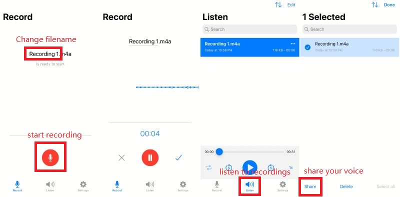 Easy Voice Recorder Interface
