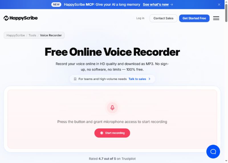 HappyScribe Interface