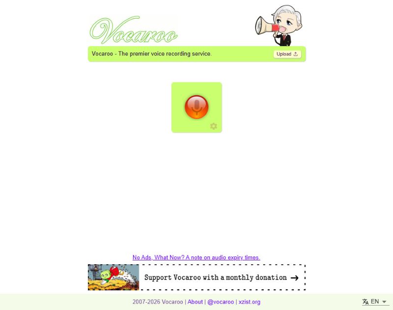 Vocaroo Home Page