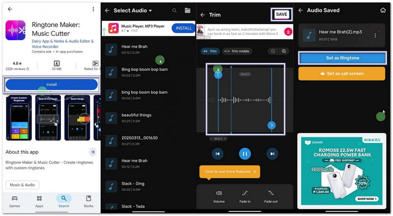 Using a Ringtone Maker App on Android