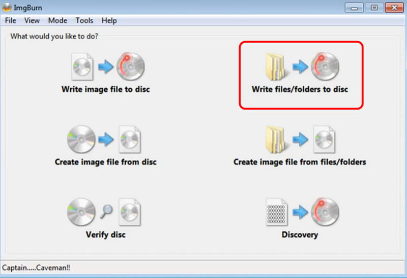 Mapper til disk Imgburn