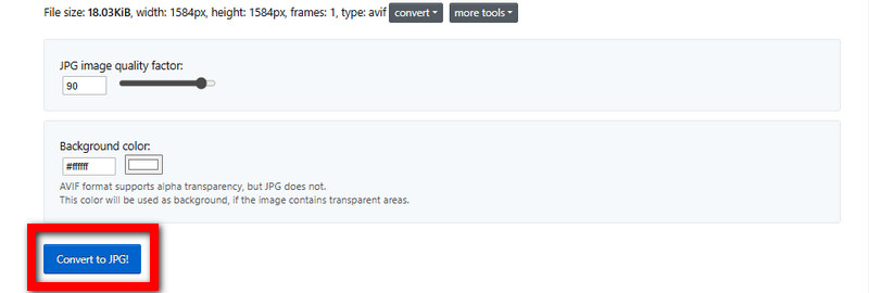 Schaltfläche „In JPG konvertieren“