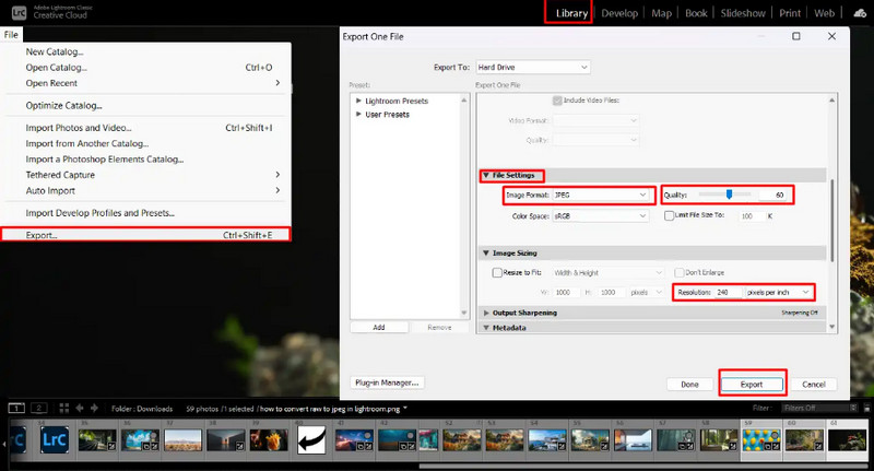 Export JPG Lightroom
