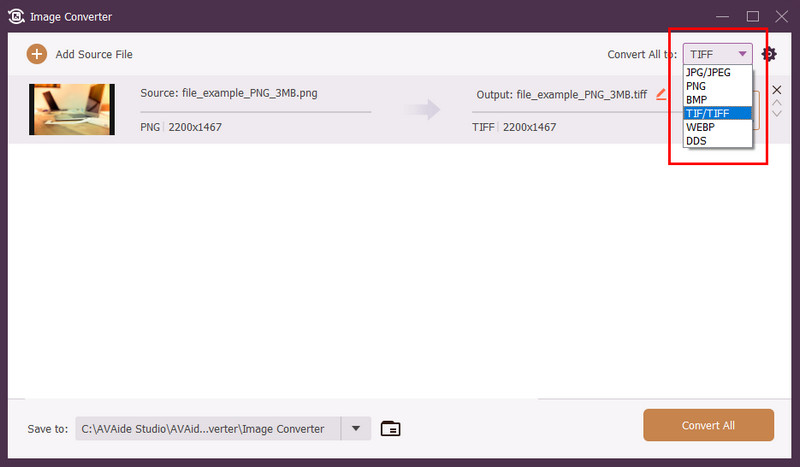 Odaberite Tiff izlaz