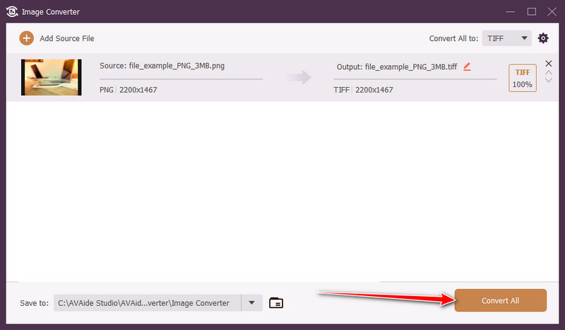 Započnite pretvorbu u Tiff