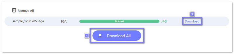 変換されたJPGファイルをダウンロード