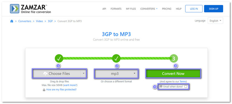 Zamzar Convertit les formats 3GP en MP3