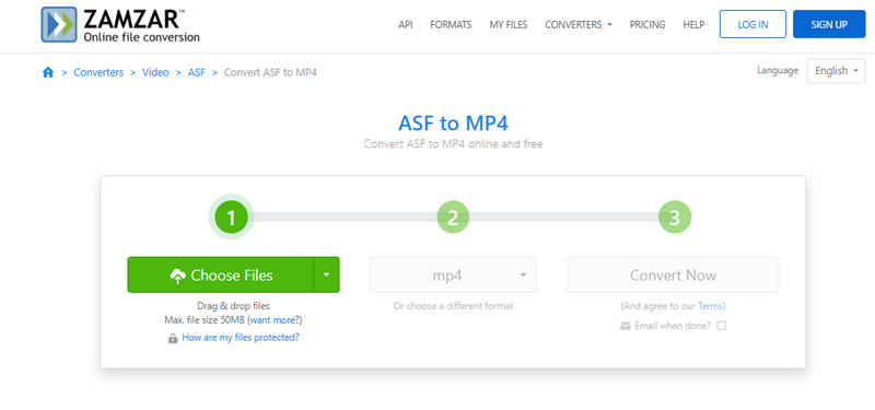 Zamzar ASF sang MP4