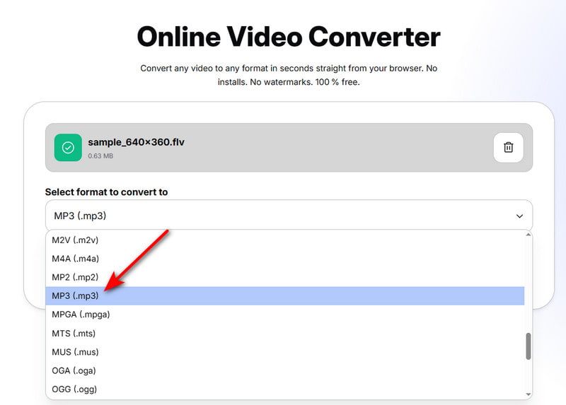 เลือกรูปแบบ MP3