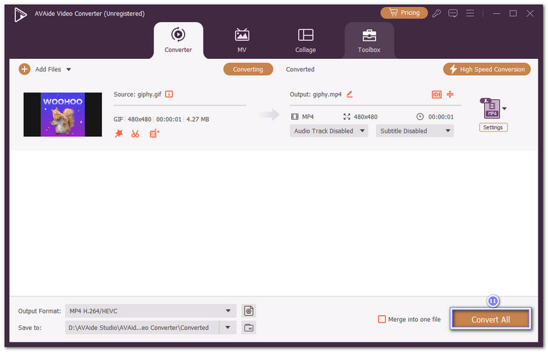 Trasforma GIF in MP4