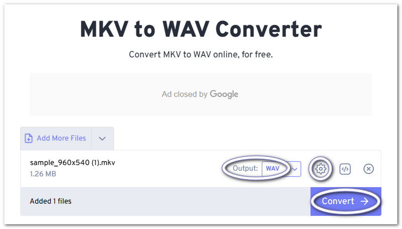 Freeconvert แปลงไฟล์ MKV เป็น WAV