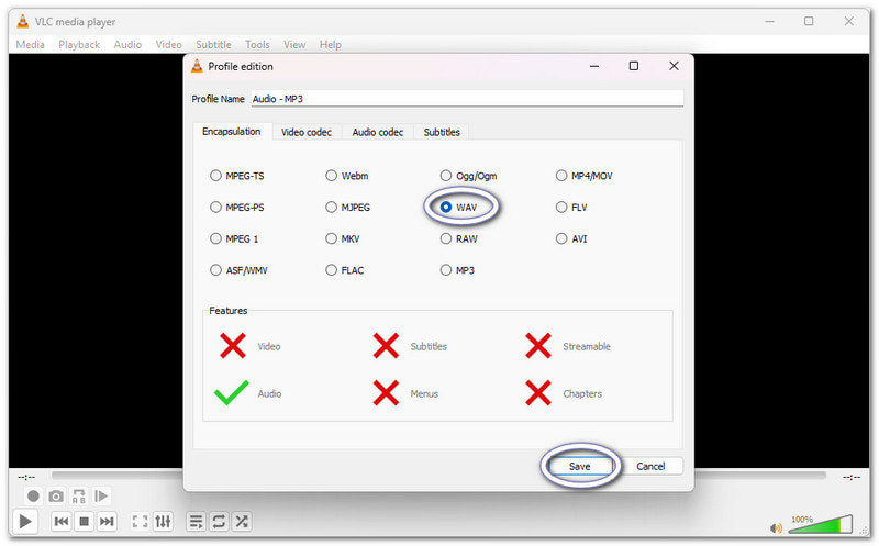 VLC แปลงไฟล์ MKV เป็น WAV