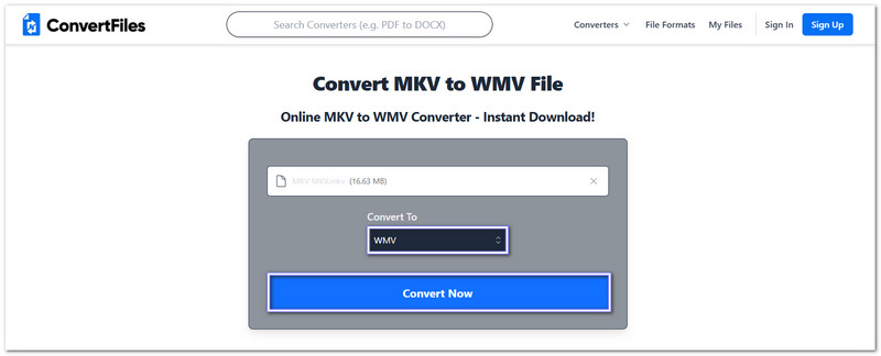 ConvertFiles : Convertir MKV en WMV en ligne