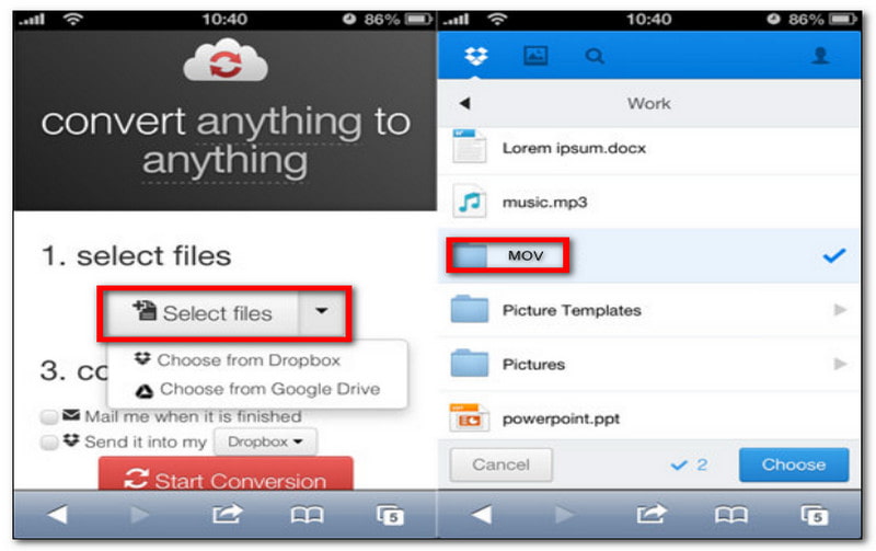 iPhone CloudConvert