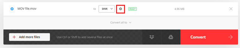 Convertio Change Output Settings