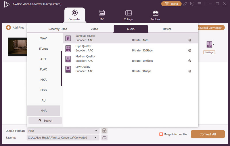 Interface de conversion Mov
