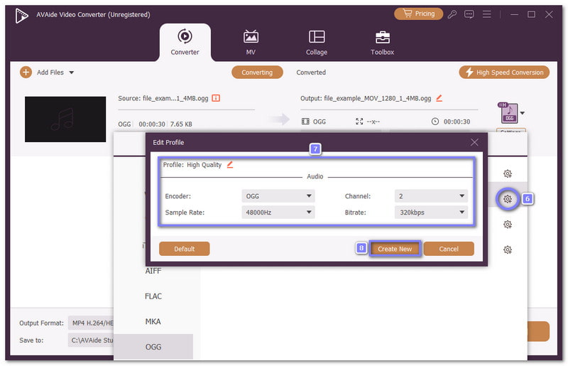 Selecione uma taxa de bits e uma taxa de amostragem mais altas.