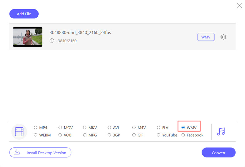 Choose WMV Output
