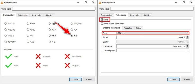 VLC Convertir en AVI