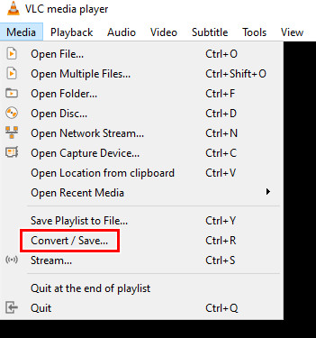 VLC Sélectionner Convertir Enregistrer