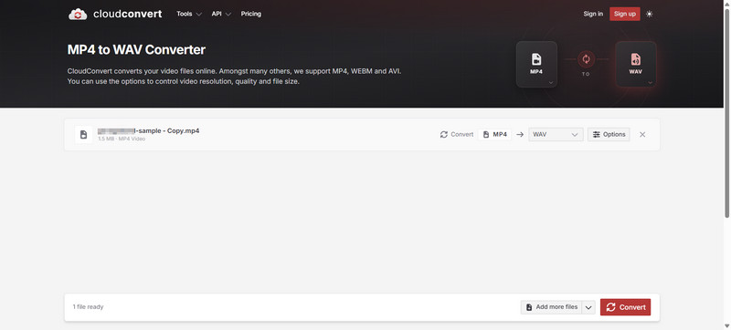 ตัวอย่าง CloudConvert