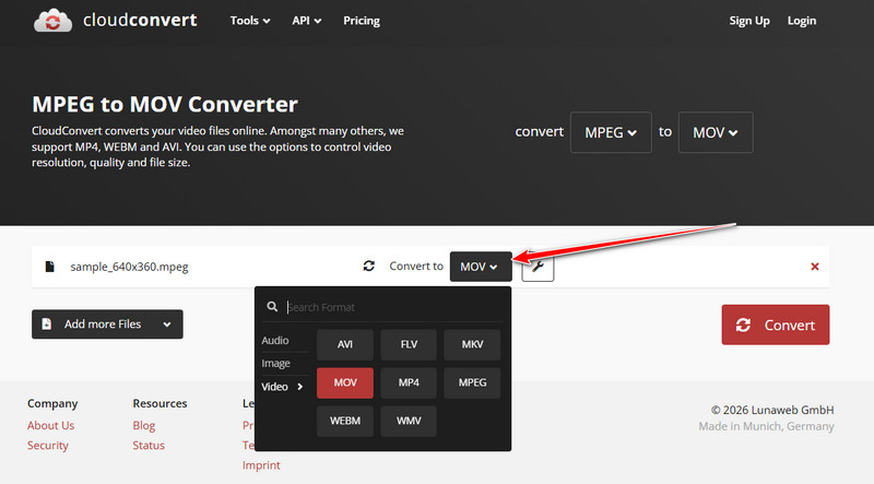 Μετατροπή Mpeg σε Mov από το Cloud