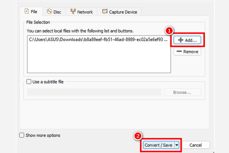 Add Convert Save VLC