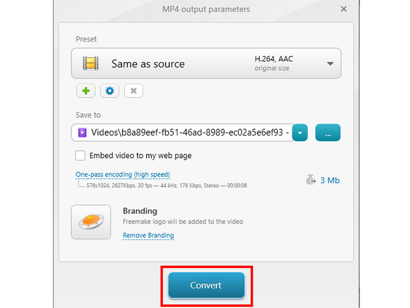 Convert Button Freemake
