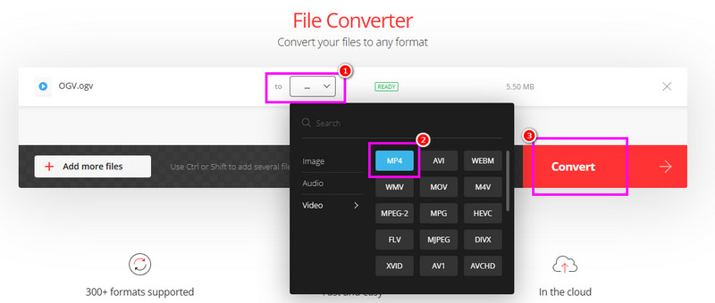 Select MP4 Convert Convertio