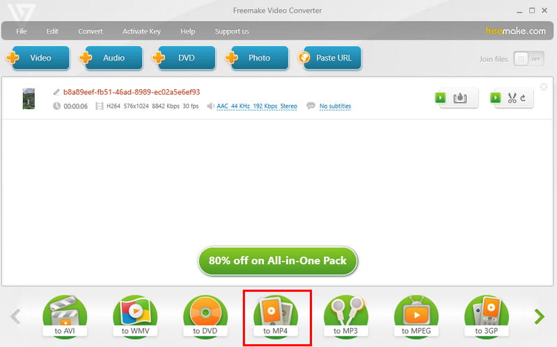 Select MP4 Format Freemake