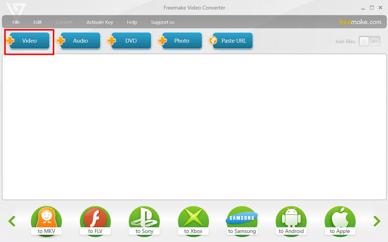 ปุ่มวิดีโอ Freemake
