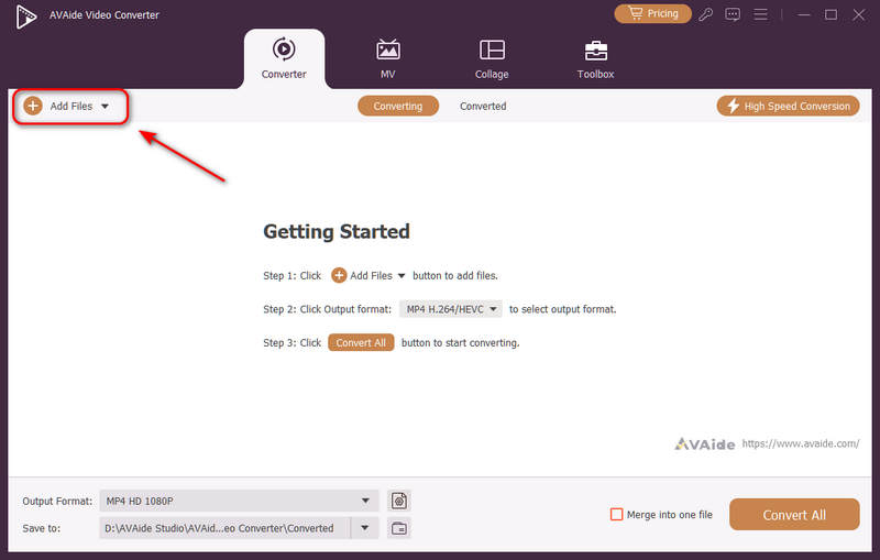 Add WebM Video or Audio to AVAide Video Converter