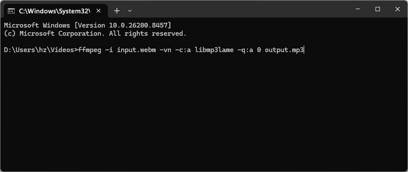 FFmpeg Convert WebM to MP3