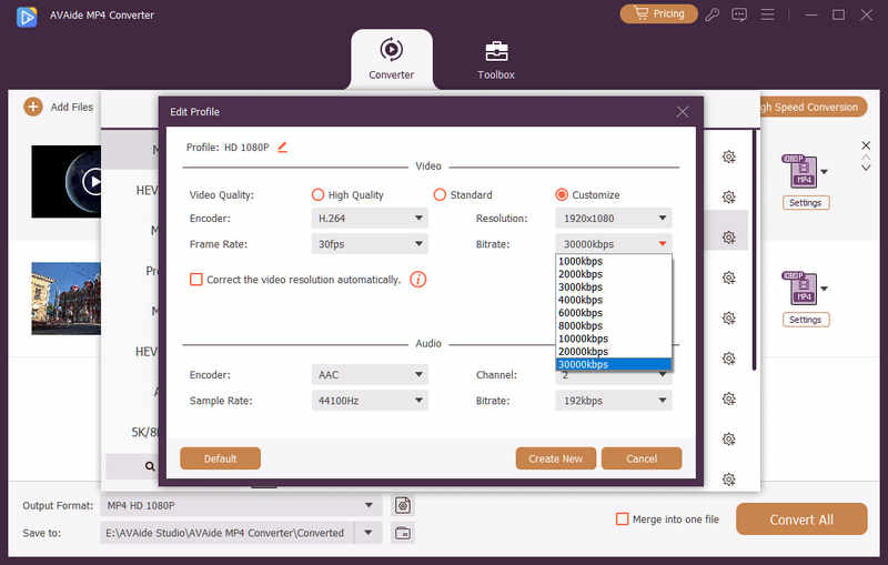 Create New Mp4 Profile In Avaide