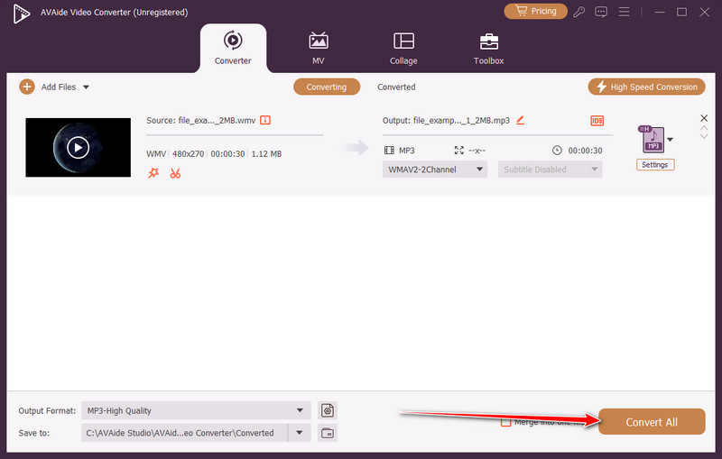 Konversi WMV ke MP3 AVC