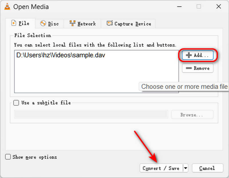Add Dav To VLC