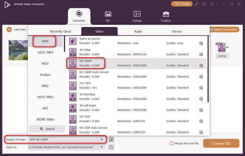 Choose An Mp4 Preset In Avaide Video Converter