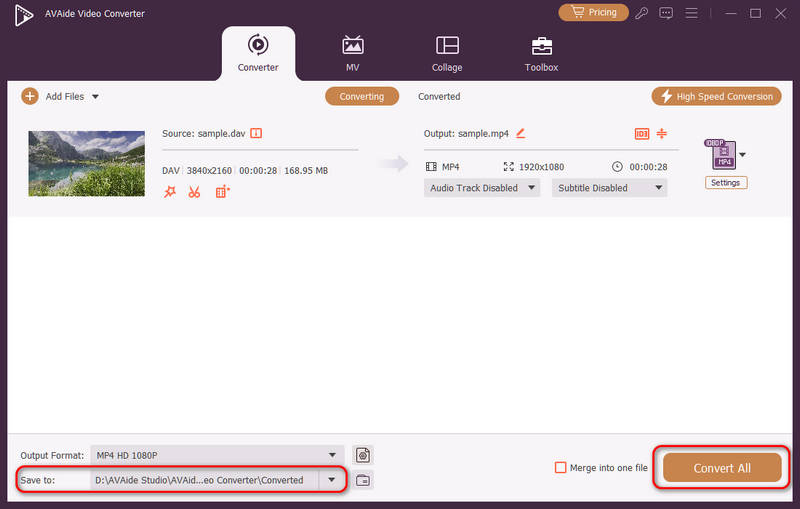 Convert Dav To Mp4 In Avaide Video Converter