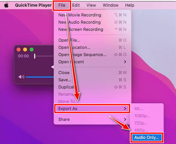 Mac Quicktime Eksporter kun lyd