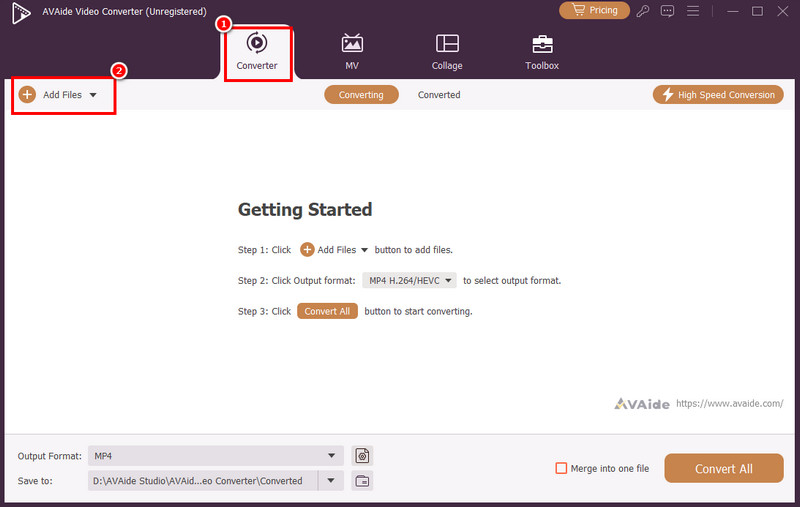 Converter Click Add Files Avaide
