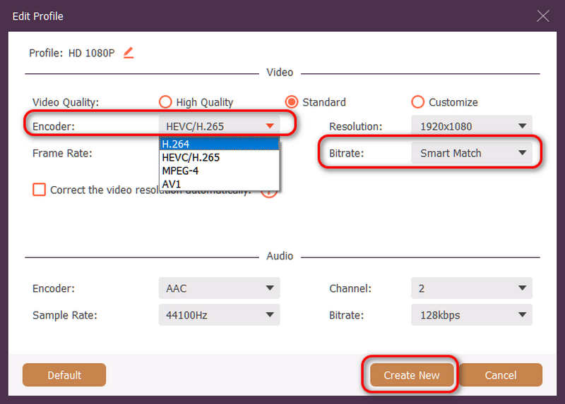 Choose H.264 or H.265 Codec
